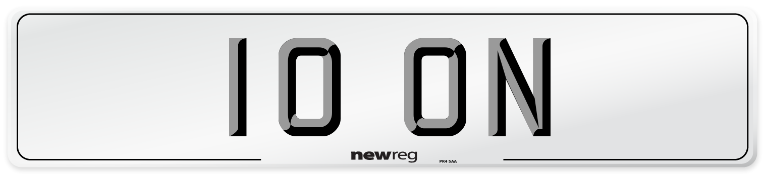10 ON Number Plate from New Reg
